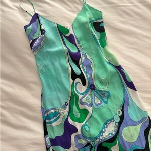 Emilio Pucci Orchidee Print Silk Dress